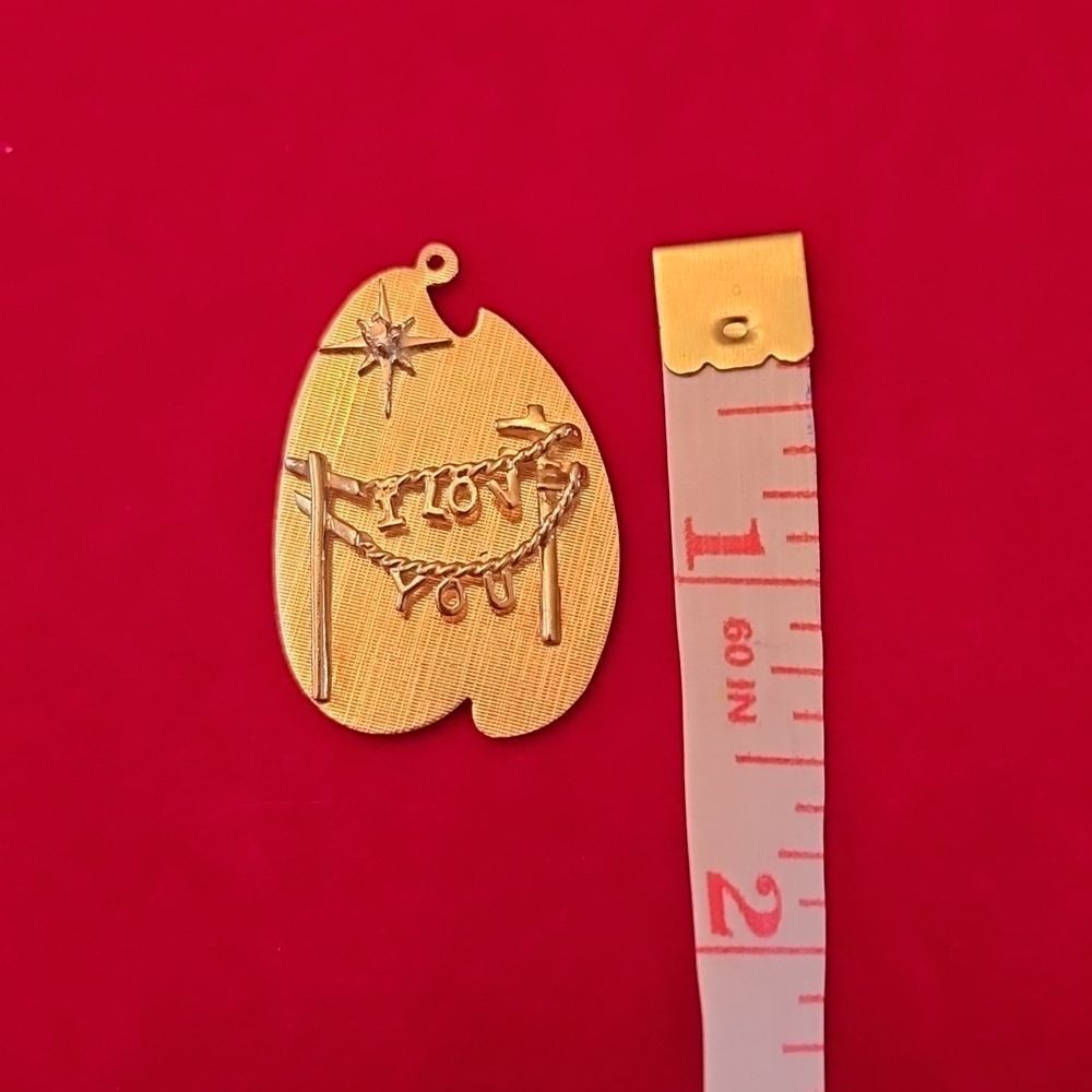 Vintage 14K Yellow Gold I Love You Diamond Charm Pendant for Bracelet/Necklace - Picture 3 of 3